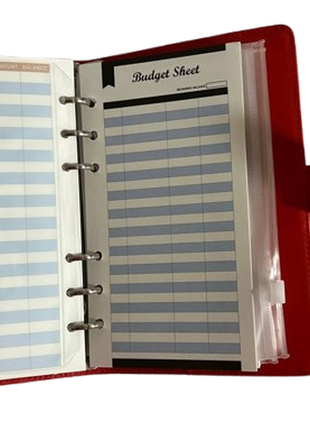 Блокнот органайзер для откладывания денег budget binder а6 6 конвертов красный