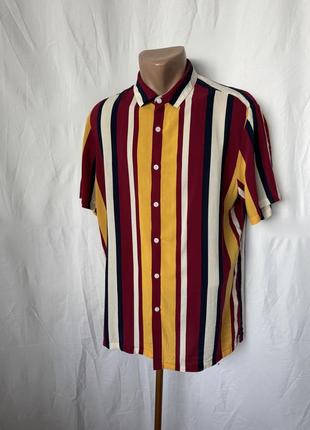 Asos рубашка тенниска вискоза в полоску стиль мафия сопрано картель летняя короткий рукав