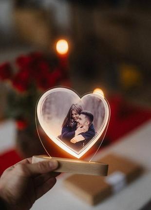 "нічник з вашим фото🖼" у формі серця❤️‍🔥 подарунок коханому/коханій🥰
