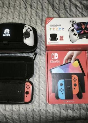 Nintendo switch oled прошита, цепная + аксессуары