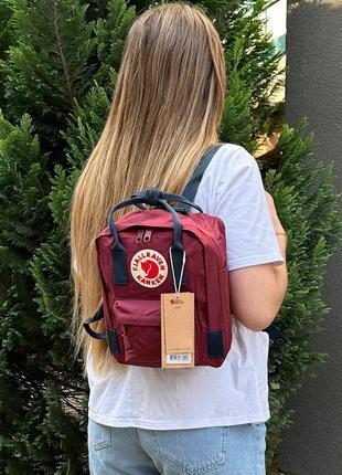 Рюкзак бордовый с синими ручками kanken mini на 7 л