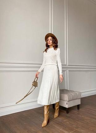 ❗️ 7 кольорів ❗️ сукня міді вʼязана з ажурним візерунком базова сукня