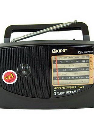 Радиоприемник kipo kb-308ac - мощный 5-ти волновой фм радиоприемник fm диапазона, приемник фм радио