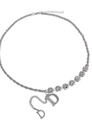 Тренд стильний жіночий сріблястий підвіс ланцюжок чокер кольє намисто кристали