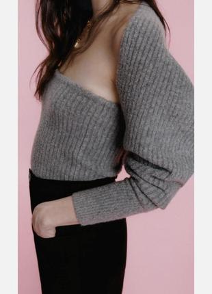 Серый трикотажный топ zara