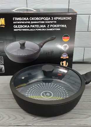 Сковорода 24 см глубокая с алмазным покрытием benson bn-448