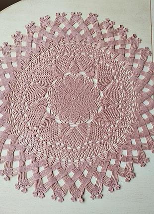 Винтаж🤩👌💓большая нежно-коралловая салфетка, 69см., ручной работы😍👍💓