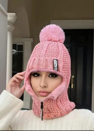Зимняя женская шапка балаклава