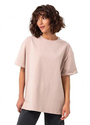 Футболка женская  хлопковая  оверсайз, однотонная, бежевая