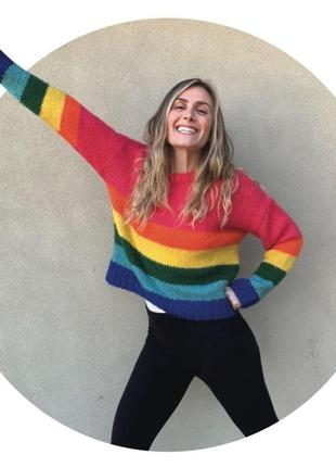 Яскравий вкорочений різнокольоровий райдужний светр від primark розмір xs