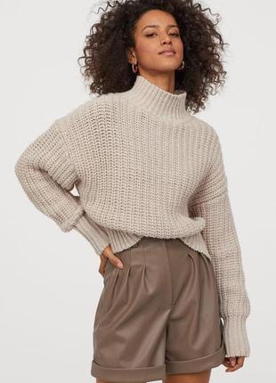 Теплый объемный свитер крупной вязки фирмы h&m с шерстью
