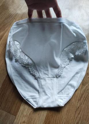 Бавовняні трусики з мереживом на високій посадці marks & spenser
