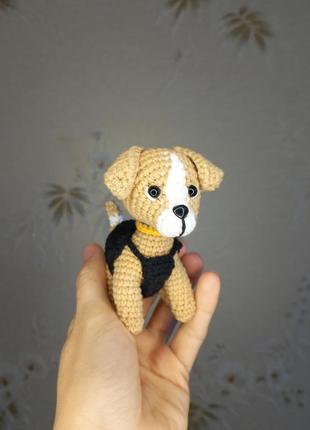 Вязаный пес патрон, брелок, ручная работа. игрушка пес патрон для детей1 фото