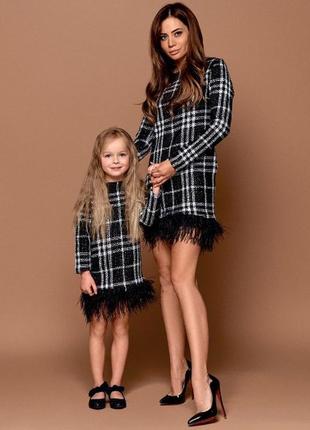 Плаття дитяче з пір'ям family look 11215