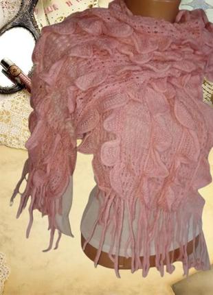 Красивый нежно-розовый персиковый женский шарф+подарок