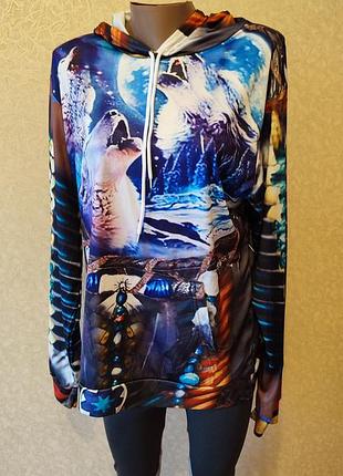 Худі жіночі з принтом вовків