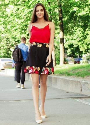 Спідниця коротка у квітах 00003