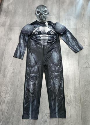 Костюм черного человека паука black spiderman черный спайдермен на возраст 7-8 лет + маска