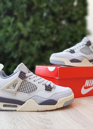 nike AIR air jordan 4 retro бежевые с коричневым кроссовки кеды женские замшевые кожаные найк джордан топ качество весенние осенние демисезонные