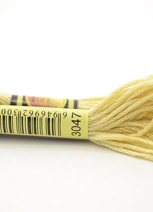 Нитки мулине для вышивки схс-3047 светло-бежевый / 8 м