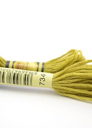 Нитки мулине для вышивки схс-734 светло-оливковый / 8 м