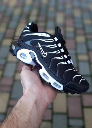 Nike air max tn air черные с белым кроссовки мужские текстильные сетка лёгкие топ качества лицензия низкие весенние осенние демисезонные найм аэр макс