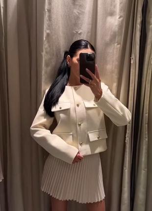 Блейзер вкорочений піджак zara xs 34 s хакі чорний