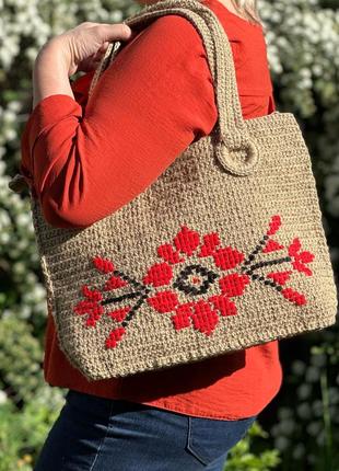 🇺🇦 джутовая сумка с украинским орнаментом