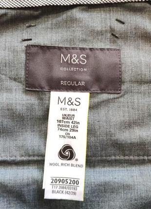 Коллекционные marks spencer из шерсти мужские брюки брюки баталы чинос, темного цвета.8 фото