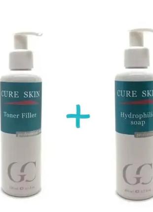 Набір для глибокого очищення та зволоження шкіри обличчя гідрофільний гель для вмивання та зволожуючий тонік