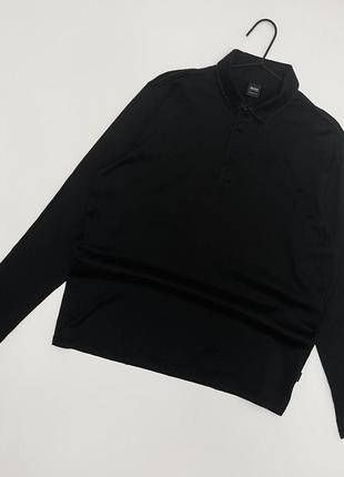 Поло с длинным рукавом мужское черного цвета hugo boss, размер xl regular fit