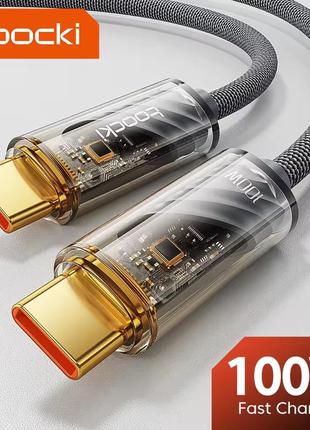 Toocki tq-x23 transparent 100w pd usb type-c - type-c кабель быстрой зарядки qc 4.0 100w20v5a 1м