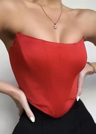 Атласний шовковий топ корсет