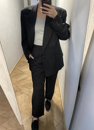 Брючный костюм двойка hugo boss 100% шерсть полоска пиджак жакет штаны брюки