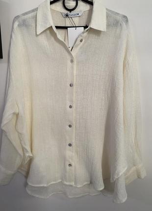 Сорочка з натурального матеріалу рамі зара zara марлева сорочка