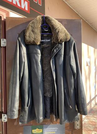 Мужская зимняя кожаная куртка