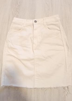 Джинсова біла стрейчева спідниця 36р( хс)