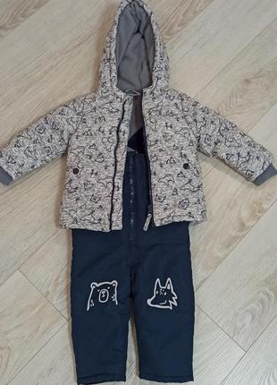 Зимова куртка та штани на підтяжках (комплект) 80розмір(9-12місяців)