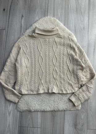 Оверсайз кофта з горловиною светр пуловер беж