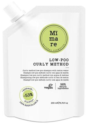 Mimare curly method low-poo shampoo шампунь для кудрявого волосся