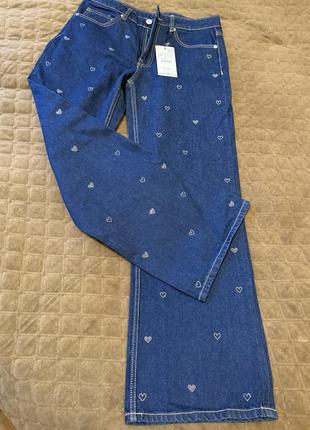 Джинси zara з сердечками, нові, 38 розмір