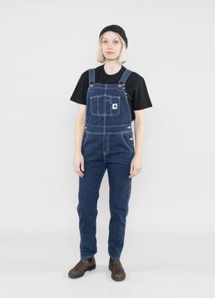 Крутой джинсовый комбинезон carhartt wip womens bib overall blue stone washed