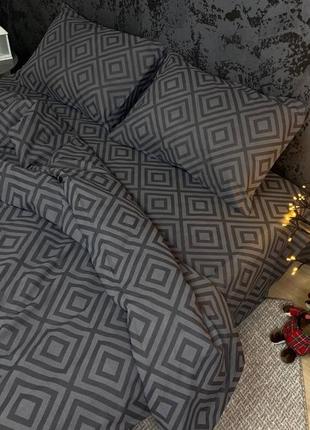 Постельное белье серый ромбик из бязи