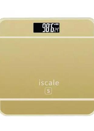 Весы для пола электронные iscale 2017d 180кг (0,1кг), с температурой, бытовые весы. цвет: золотой.w+