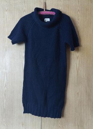 Темно -синее шерстяное платье - туника, s-l.