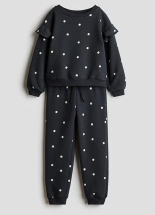 Тёплый костюм на флисе h&m на девочку 5-6 и 7-8 лет 116 128 см hm набор комплект свитшот штаны