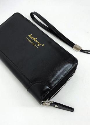 Кошелек кожаный мужской baellerry leather black, кошелек мужской для карточек. цвет: черный.w+