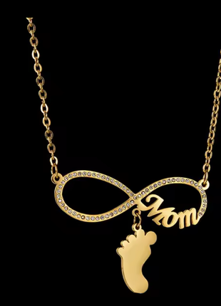 Подарок для мамы, колье, подвеска полость с надписью мм ножка, след, медсталь