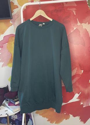 Удлиненная толстовка зеленая с карманом asos размер 38