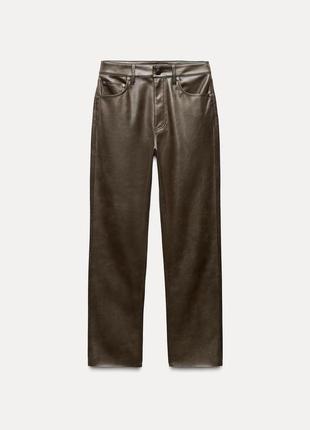 Джинси жіночі коричневі штучна шкіра zara new